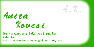 anita kovesi business card